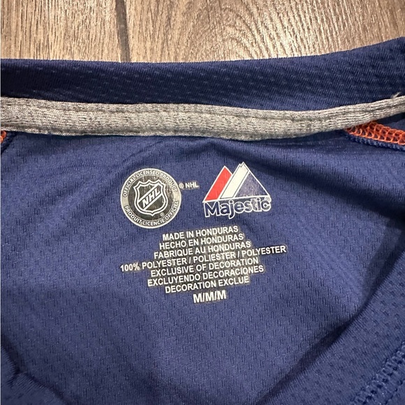 Majestic Jersey Edmonton Oilers Hockey Tee T Shirt Men’s Medium Blue Colorblock - Picture 5 of 8